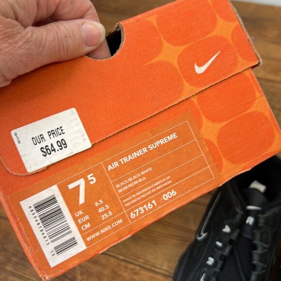 Vintage men’s black Nike Air Trainer Supreme NEW with box size 7.5 Rare main image 9